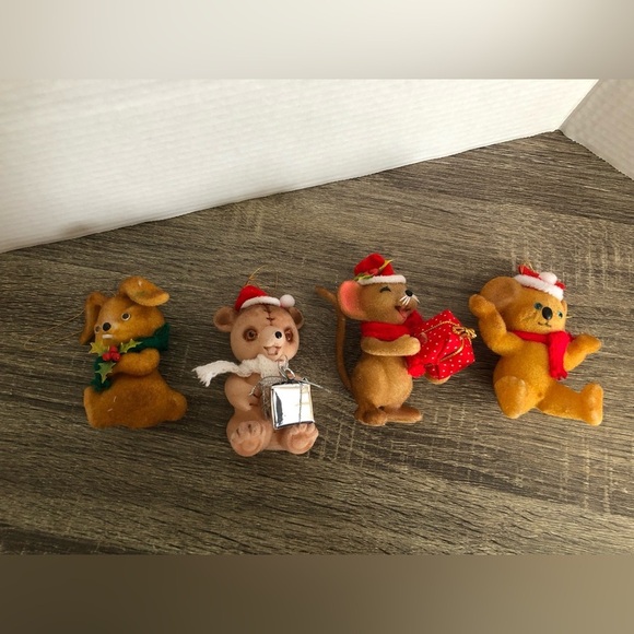 Vtg Flocked Animal Tree Ornaments - Picture 11 of 16